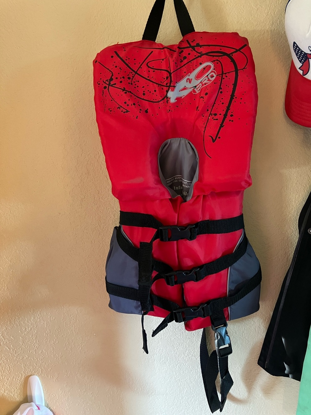 Children's Red Life Jacket with Gray Accents - Kids Swim